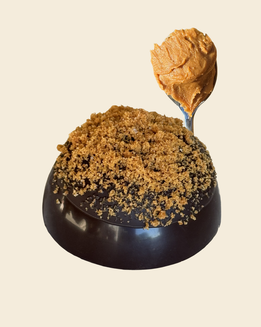dark chocolate × caramelised biscuit